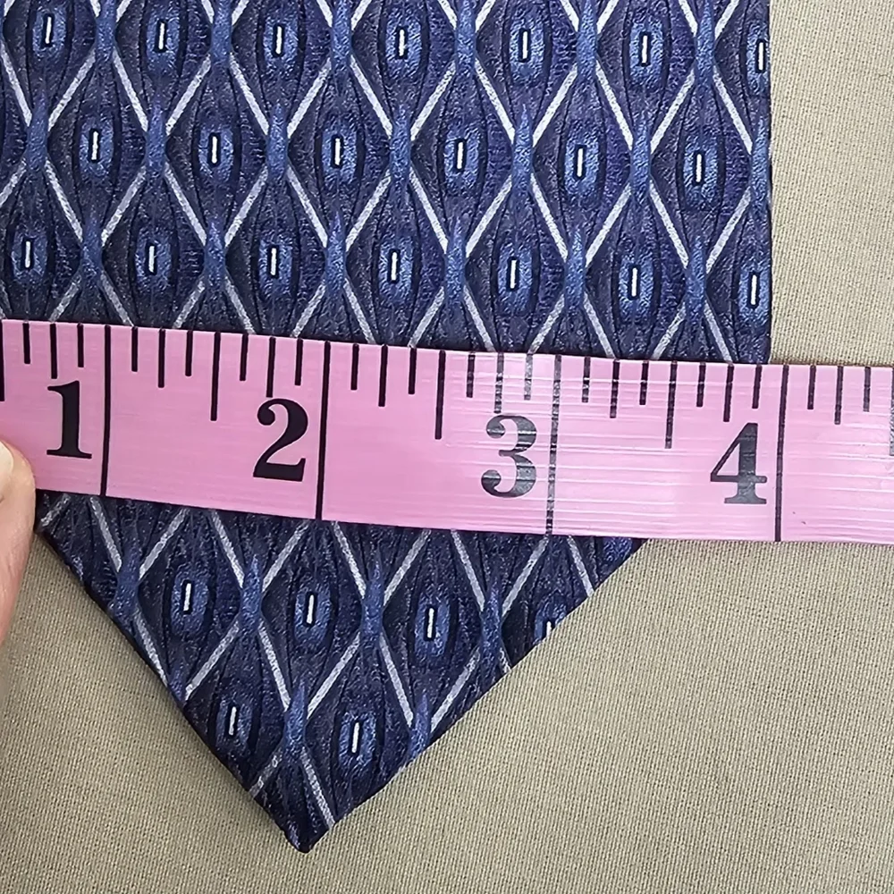George Machado Men's Silk Tie NWT Blue Purple Geometric Diamond Pattern Made USA